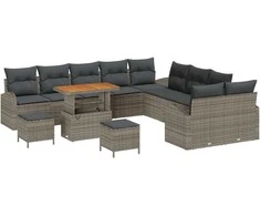 Sodo Sofų Rinkinys su pagalve su saugykla 13 pcs Pilka