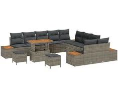 Lauko baldų komplektas Sodo Sofų Rinkinys 13 pcs Pilka poliratanas
