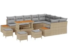 Lauko baldų komplektas Sodo Sofų Rinkinys 13 pcs Smėlio poliratanas