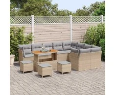 Lauko baldų komplektas Sodo Sofų Rinkinys 13 pcs Smėlio poliratanas