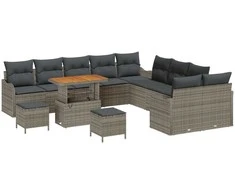 Sodo Sofų Rinkinys su pagalve su saugykla 13 pcs Pilka