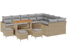 Lauko baldų komplektas Sodo Sofų Rinkinys 13 pcs Smėlio poliratanas