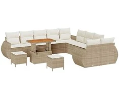 Lauko baldų komplektas Sodo Sofų Rinkinys 13 pcs Smėlio poliratanas