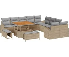 Sodo Sofų Rinkinys su pagalve 13 pcs Bežinė ir šviesiai pilka