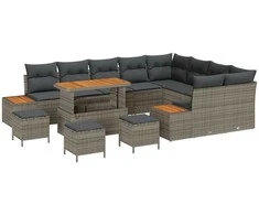 Lauko baldų komplektas Sodo Sofų Rinkinys 13 pcs Pilka poliratanas