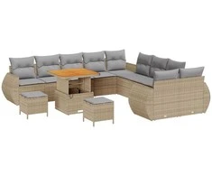 Lauko baldų komplektas Sodo Sofų Rinkinys 13 pcs Smėlio poliratanas