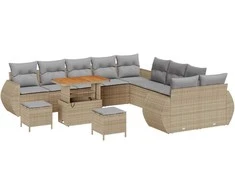 Sodo Sofų Rinkinys 13 pcs smėlio ir šviesiai pilkos spalvos