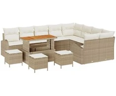 Sodo Sofų Rinkinys su pagalve 13 pcs Bežinė ir kreminė