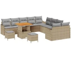 Lauko baldų komplektas Sodo Sofų Rinkinys 13 pcs Smėlio poliratanas