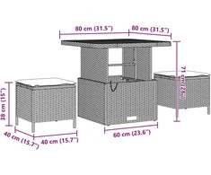 Lauko baldų komplektas Sodo Sofų Rinkinys 13 pcs Pilka poliratanas