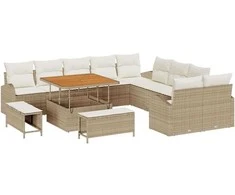 Sodo Sofų Rinkinys su pagalve 13 pcs Bežinė ir kreminė