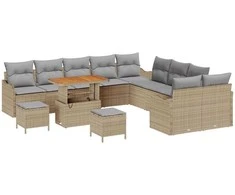 Sodo Sofų Rinkinys su pagalve 13 pcs Bežinė ir šviesiai pilka