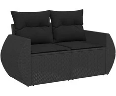 Lauko baldų komplektas Sodo Sofų Rinkinys 13 pcs Juoda poliratanas