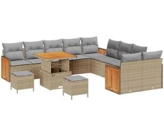 Sodo Sofų Rinkinys su pagalve 13 pcs Bežinė ir šviesiai pilka