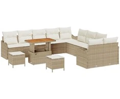 Sodo Sofų Rinkinys su pagalve 13 pcs Bežinė ir kreminė