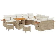 Sodo Sofų Rinkinys su pagalve 13 pcs Bežinė ir kreminė