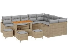 Sodo Sofų Rinkinys su pagalve 13 pcs Smėlio Poli ratanas