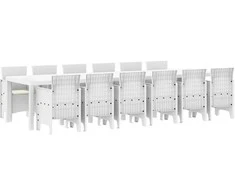 Sodo valgomojo komplektas 13 pcs Balta Polt ratanas