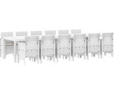 Sodo valgomojo komplektas 13 pcs Balta Polt ratanas