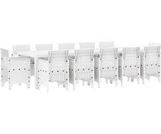 Lauko baldų komplektas Sodo valgomojo komplektas 13 pcs Baltas ir šviesiai pilkas