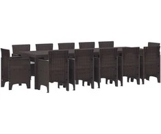 Lauko baldų komplektas Sodo valgomojo komplektas 13 pcs Ruda ir Šviesiai pilka