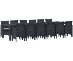 Sodo valgomojo komplektas 13 pcs Antracitas Polt ratanas