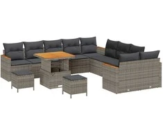 Lauko baldų komplektas Sodo Sofų Rinkinys 13 pcs Pilka poliratanas