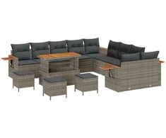 Sodo Sofų Rinkinys su pagalve 14 pcs Pilka