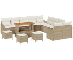 Sodo Sofų Rinkinys su pagalve 14 pcs Bežinė ir kreminė