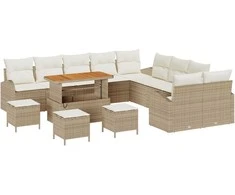 Sodo Sofų Rinkinys su pagalve 14 pcs Bežinė ir kreminė