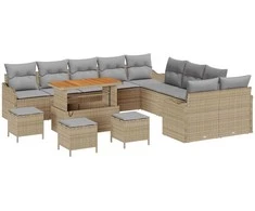 Lauko baldų komplektas Sodo Sofų Rinkinys 14 pcs Smėlio poliratanas