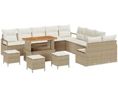 Sodo Sofų Rinkinys su pagalve 14 pcs Bežinė ir kreminė