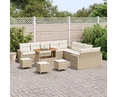 Lauko baldų komplektas Sodo Sofų Rinkinys 14 pcs Smėlio poliratanas