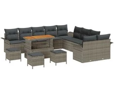 Sodo Sofų Rinkinys su pagalve su saugykla 14 pcs Pilka