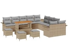 Sodo Sofų Rinkinys su pagalve 14 pcs Bežinė ir šviesiai pilka