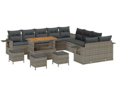 Lauko baldų komplektas Sodo Sofų Rinkinys 14 pcs Pilka poliratanas