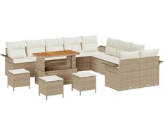 Sodo Sofų Rinkinys su pagalve 14 pcs Bežinė ir kreminė