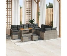 Sodo Sofų Rinkinys su pagalve 13 pcs Pilka Poli ratanas