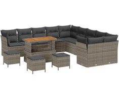 Lauko baldų komplektas Sodo Sofų Rinkinys 14 pcs Pilka poliratanas