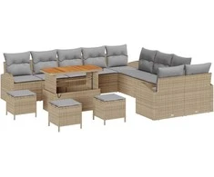Sodo Sofų Rinkinys su pagalve 14 pcs Bežinė ir šviesiai pilka
