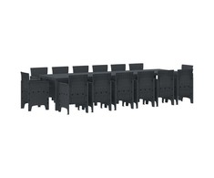 Lauko baldų komplektas Sodo valgomojo komplektas 15 pcs Antracitas Polt ratanas