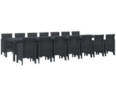 Sodo valgomojo komplektas su pagalvėmis 15 pcs Antracitas PP