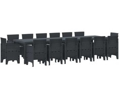 Sodo valgomojo komplektas 15 pcs Antracitas Polt ratanas