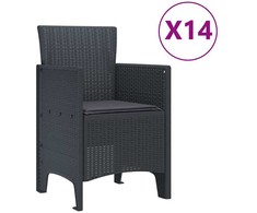 Lauko baldų komplektas Sodo valgomojo komplektas 15 pcs Antracitas Polt ratanas