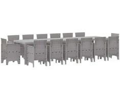 Lauko baldų komplektas Sodo valgomojo komplektas 15 pcs Šviesiai pilka Polt ratanas