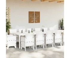 Lauko baldų komplektas Sodo valgomojo komplektas 15 pcs Balta Polt ratanas