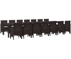 Sodo valgomojo komplektas su pagalvėmis 15 pcs Ruda PP