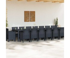 Sodo valgomojo komplektas su pagalvėmis 17 vnt. Antracitas PP