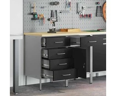 Darbo spinta su stalčių 2 pcs Juoda ir pilka 100 x 55 x 85 cm