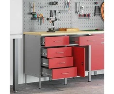 Darbo spinta su stalčių 2 pcs Raudona ir pilka 100 x 55 x 85 cm